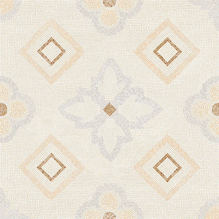 Piastrella per rivestimenti in gres porcellanato effetto mosaico, formato 120x120 cm, colore avorio, grigio e marrone, Two Decoro 01 di 41zero42