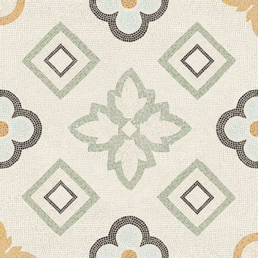 Piastrella per rivestimenti in gres porcellanato effetto mosaico, formato 120x120 cm, colore avorio, verde e nero, Two Decoro 02 di 41zero42