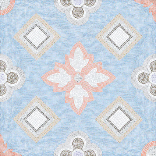 Piastrella per rivestimenti in gres porcellanato effetto mosaico, formato 120x120 cm, colore azzurro, rosa e bianco, Two Decoro 04 di 41zero42