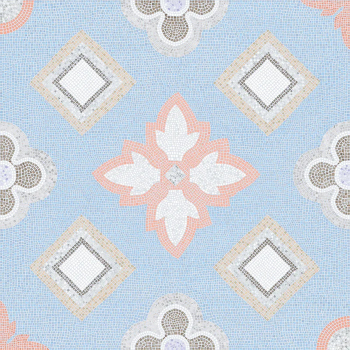 Piastrella per rivestimenti in gres porcellanato effetto mosaico, formato 120x120 cm, colore azzurro, rosa e bianco, Two Decoro 04 di 41zero42