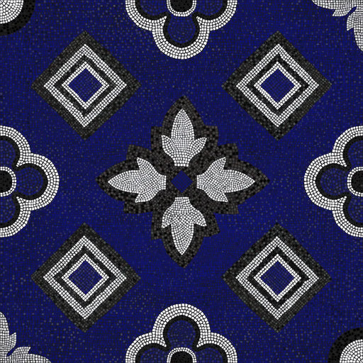 Piastrella per rivestimenti in gres porcellanato effetto mosaico, formato 120x120 cm, colore blu, bianco e nero, Two Decoro 05 di 41zero42