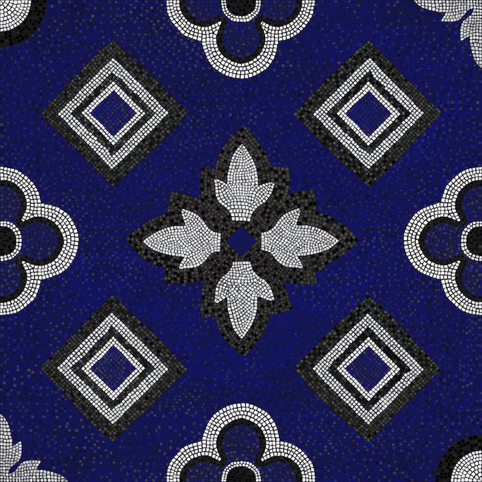 Piastrella per rivestimenti in gres porcellanato effetto mosaico, formato 120x120 cm, colore blu, bianco e nero, Two Decoro 05 di 41zero42