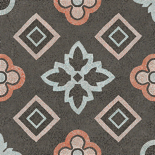 Piastrella per rivestimenti in gres porcellanato effetto mosaico, formato 120x120 cm, colore antracite, azzurro e rosa, Two Decoro 06 di 41zero42