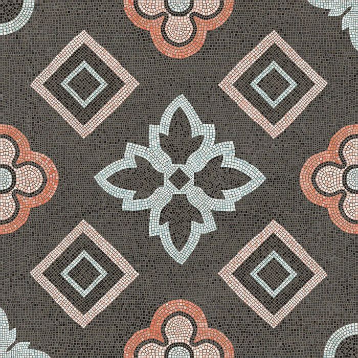 Piastrella per rivestimenti in gres porcellanato effetto mosaico, formato 120x120 cm, colore antracite, azzurro e rosa, Two Decoro 06 di 41zero42