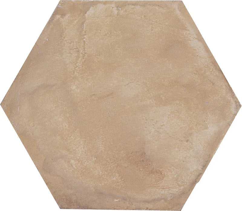 Dettaglio Piastrella da pavimento e rivestimento in gres porcellanato serie Terra di Marca Corona, effetto cotto, formato esagonale 25x21.6 cm, Colore Ocra Esagona