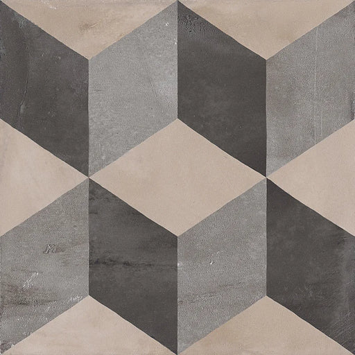 Dettaglio Piastrella da pavimento e rivestimento in gres porcellanato serie Terra di Marca Corona, effetto cementine, formato 20x20 cm, Colore Cubo Freddo