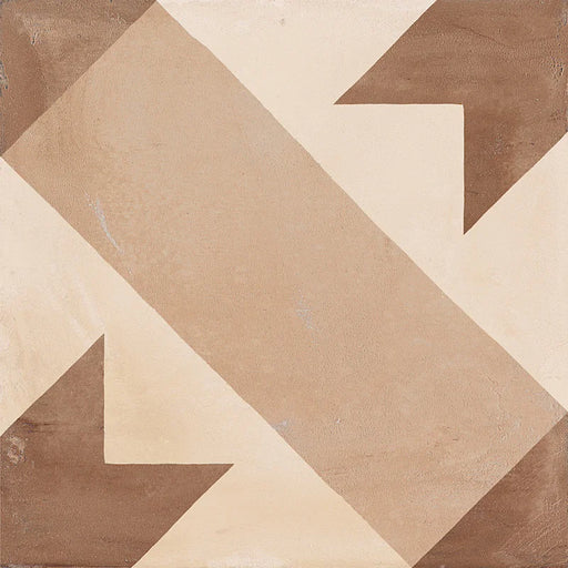 Dettaglio Piastrella da pavimento e rivestimento in gres porcellanato serie Terra di Marca Corona, effetto cementine, formato 20x20 cm, Colore Stella Calda