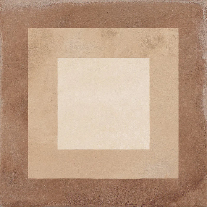 Dettaglio Piastrella da pavimento e rivestimento in gres porcellanato serie Terra di Marca Corona, effetto cementine, formato 20x20 cm, Colore Quadrato Caldo