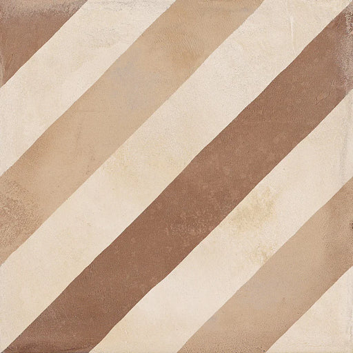 Dettaglio Piastrella da pavimento e rivestimento in gres porcellanato serie Terra di Marca Corona, effetto cementine, formato 20x20 cm, Colore Linea Calda