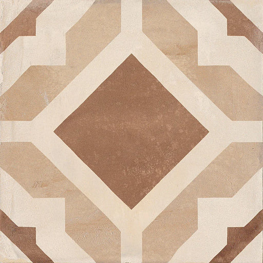 Dettaglio Piastrella da pavimento e rivestimento in gres porcellanato serie Terra di Marca Corona, effetto cementine, formato 20x20 cm, Colore Geometria Calda