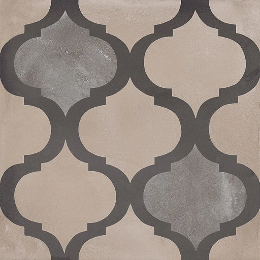 Dettaglio Piastrella da pavimento e rivestimento in gres porcellanato serie Terra di Marca Corona, effetto cementine, formato 20x20 cm, Colore Coloniale Freddo