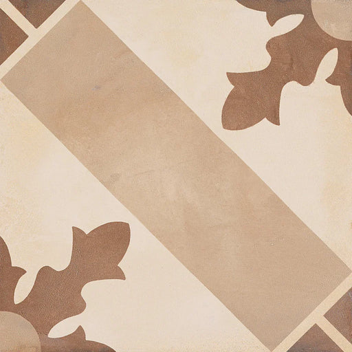 Dettaglio Piastrella da pavimento e rivestimento in gres porcellanato serie Terra di Marca Corona, effetto cementine, formato 20x20 cm, Colore Cardinale Caldo