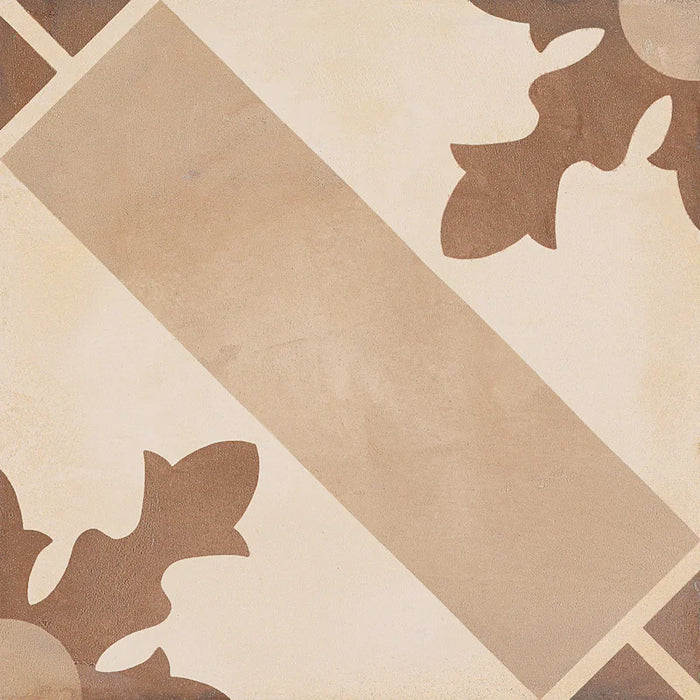 Dettaglio Piastrella da pavimento e rivestimento in gres porcellanato serie Terra di Marca Corona, effetto cementine, formato 20x20 cm, Colore Cardinale Caldo