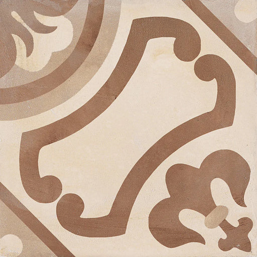 Dettaglio Piastrella da pavimento e rivestimento in gres porcellanato serie Terra di Marca Corona, effetto cementine, formato 20x20 cm, Colore Giglio Caldo