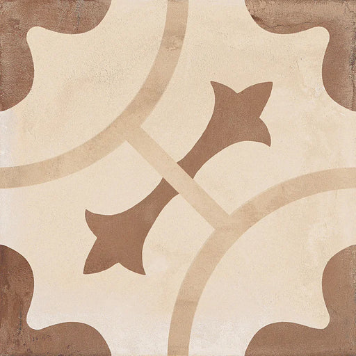 Dettaglio Piastrella da pavimento e rivestimento in gres porcellanato serie Terra di Marca Corona, effetto cementine, formato 20x20 cm, Colore Ornamento Caldo