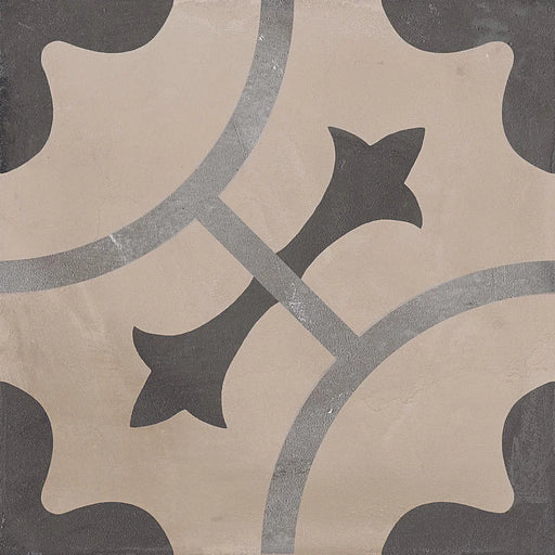 Dettaglio Piastrella da pavimento e rivestimento in gres porcellanato serie Terra di Marca Corona, effetto cementine, formato 20x20 cm, Colore Ornamento Freddo