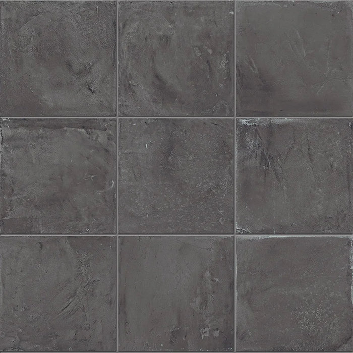 Dettaglio Piastrella da pavimento e rivestimento in gres porcellanato serie Terra di Marca Corona, effetto cotto, formato 20x20 cm, Colore Nero