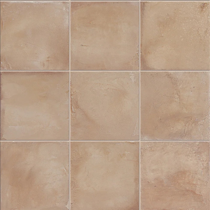 Dettaglio Piastrella da pavimento e rivestimento in gres porcellanato serie Terra di Marca Corona, effetto cotto, formato 20x20 cm, Colore Ocra