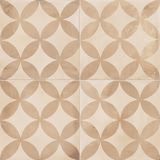 Dettaglio Piastrella da pavimento e rivestimento in gres porcellanato serie Terra di Marca Corona, effetto cementine, formato 20x20 cm, Colore Astro Caldo