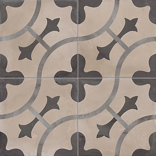 Dettaglio Piastrella da pavimento e rivestimento in gres porcellanato serie Terra di Marca Corona, effetto cementine, formato 20x20 cm, Colore Ornamento Freddo