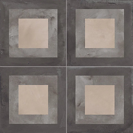 Dettaglio Piastrella da pavimento e rivestimento in gres porcellanato serie Terra di Marca Corona, effetto cementine, formato 20x20 cm, Colore Quadrato Freddo