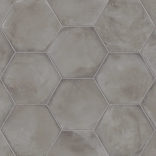 Dettaglio Piastrella da pavimento e rivestimento in gres porcellanato serie Terra di Marca Corona, effetto cotto, formato esagonale 25x21.6 cm, Colore Antracite Esagona
