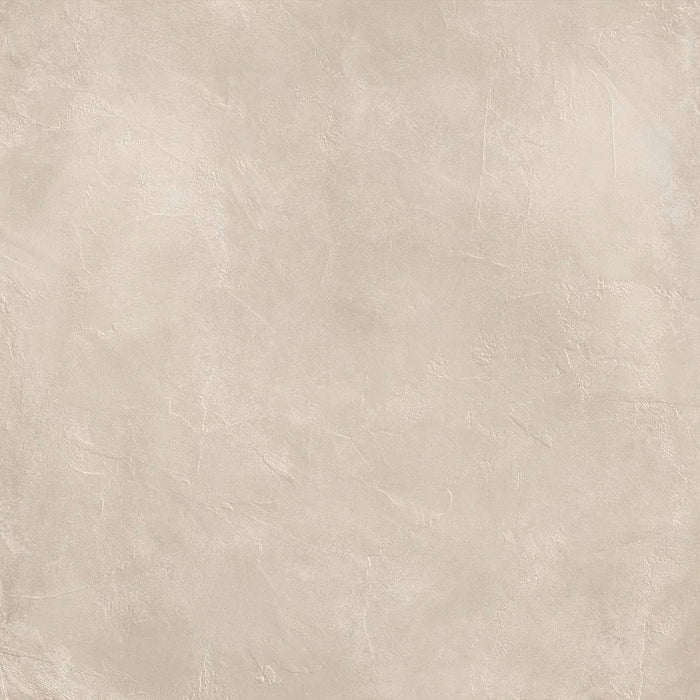 Piastrella per pavimento interno in gres porcellanato effetto cemento spatolato della collezione Terre Vive di Savoia Italia, formato 90x90 cm, colore Argilla