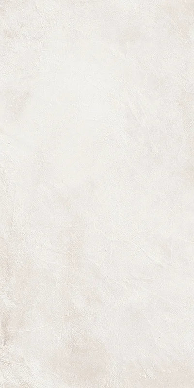 Piastrella per pavimento interno in gres porcellanato effetto cemento spatolato della collezione Terre Vive di Savoia Italia, formato 60x120 cm, colore Gesso