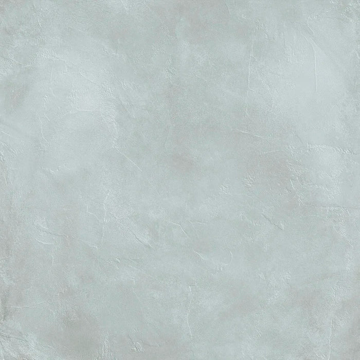 Piastrella per pavimento interno in gres porcellanato effetto cemento spatolato della collezione Terre Vive di Savoia Italia, formato 90x90 cm, colore Salvia