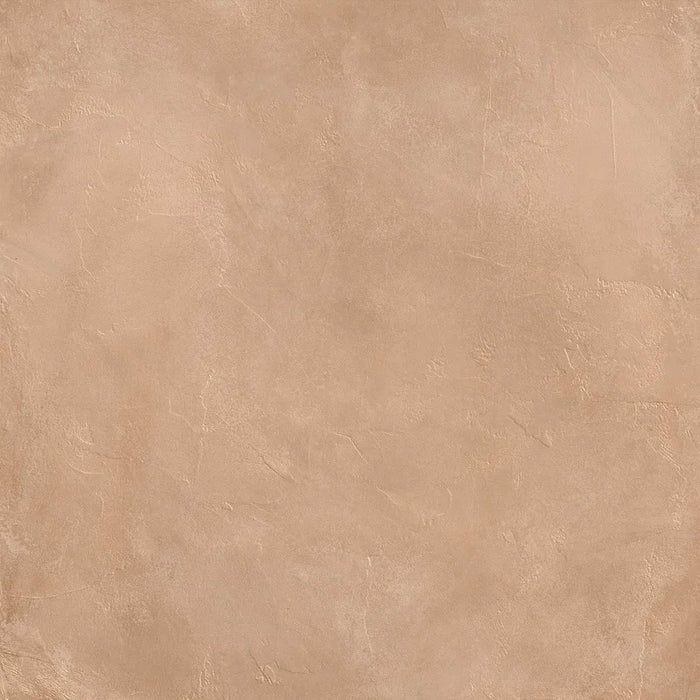 Piastrella per pavimento interno in gres porcellanato effetto cemento spatolato della collezione Terre Vive di Savoia Italia, formato 90x90 cm, colore Terra Cotta