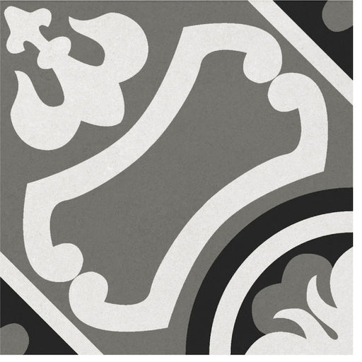 Dettaglio piastrella per pavimento e rivestimento in gres porcellanato effetto cementina moderna. Collezione Cementine di Ceramica Valsecchia, formato 20x20, Paint B&W