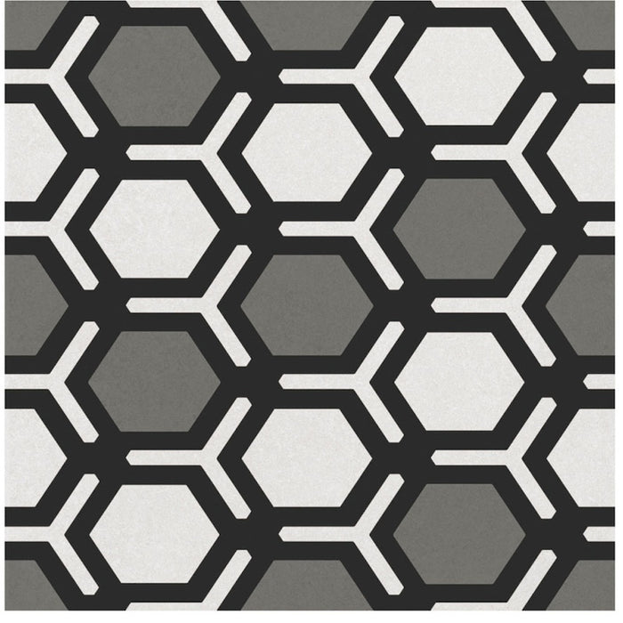 Dettaglio piastrella per pavimento e rivestimento in gres porcellanato effetto cementina moderna. Collezione Cementine di Ceramica Valsecchia, formato 20x20, Paint B&W