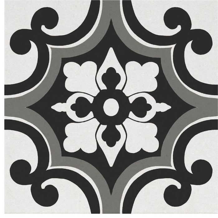 Dettaglio piastrella per pavimento e rivestimento in gres porcellanato effetto cementina moderna. Collezione Cementine di Ceramica Valsecchia, formato 20x20, Paint B&W