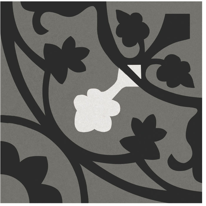 Dettaglio piastrella per pavimento e rivestimento in gres porcellanato effetto cementina moderna. Collezione Cementine di Ceramica Valsecchia, formato 20x20, Paint B&W