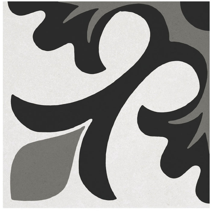 Dettaglio piastrella per pavimento e rivestimento in gres porcellanato effetto cementina moderna. Collezione Cementine di Ceramica Valsecchia, formato 20x20, Paint B&W