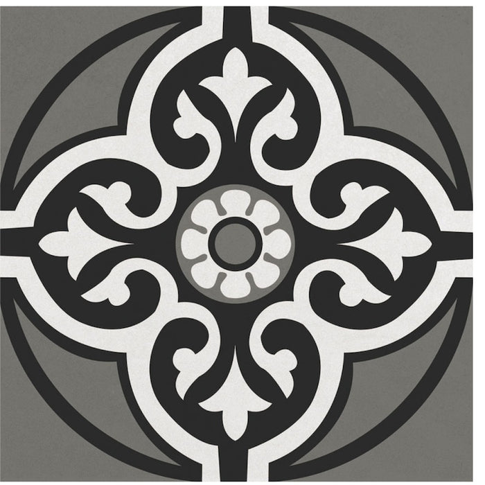 Dettaglio piastrella per pavimento e rivestimento in gres porcellanato effetto cementina moderna. Collezione Cementine di Ceramica Valsecchia, formato 20x20, Paint B&W