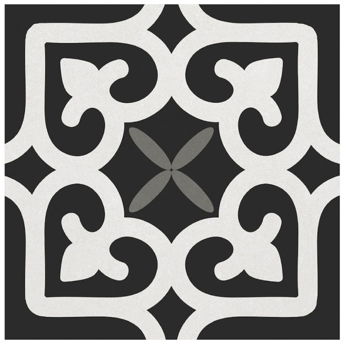 Dettaglio piastrella per pavimento e rivestimento in gres porcellanato effetto cementina moderna. Collezione Cementine di Ceramica Valsecchia, formato 20x20, Paint B&W