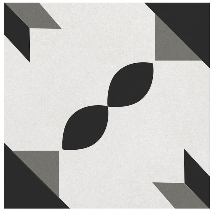 Dettaglio piastrella per pavimento e rivestimento in gres porcellanato effetto cementina moderna. Collezione Cementine di Ceramica Valsecchia, formato 20x20, Paint B&W