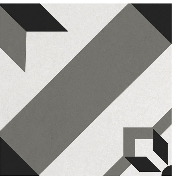 Dettaglio piastrella per pavimento e rivestimento in gres porcellanato effetto cementina moderna. Collezione Cementine di Ceramica Valsecchia, formato 20x20, Paint B&W