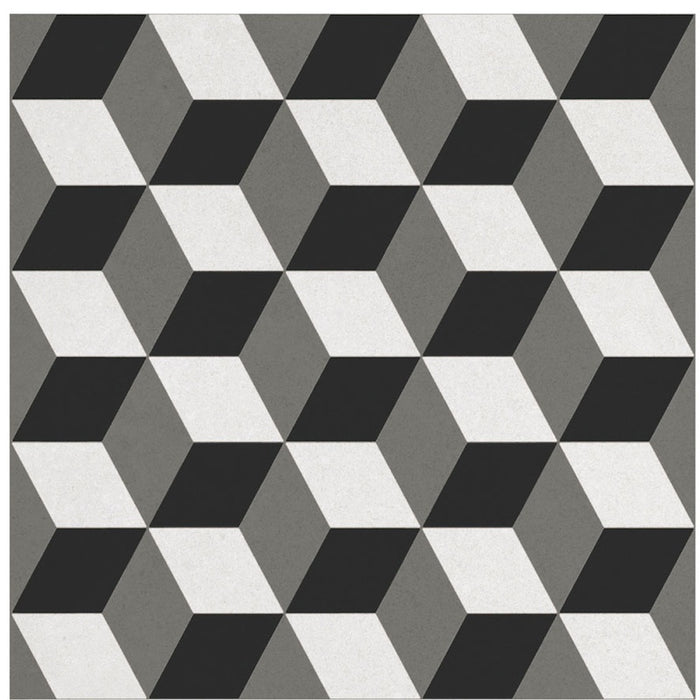 Dettaglio piastrella per pavimento e rivestimento in gres porcellanato effetto cementina moderna. Collezione Cementine di Ceramica Valsecchia, formato 20x20, Paint B&W