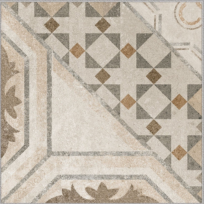 Dettaglio piastrella per pavimento e rivestimento in gres porcellanato effetto cementina dai colori vintage opaca. Collezione Cementine di Ceramica Valsecchia, formato 20x20, 1 Color