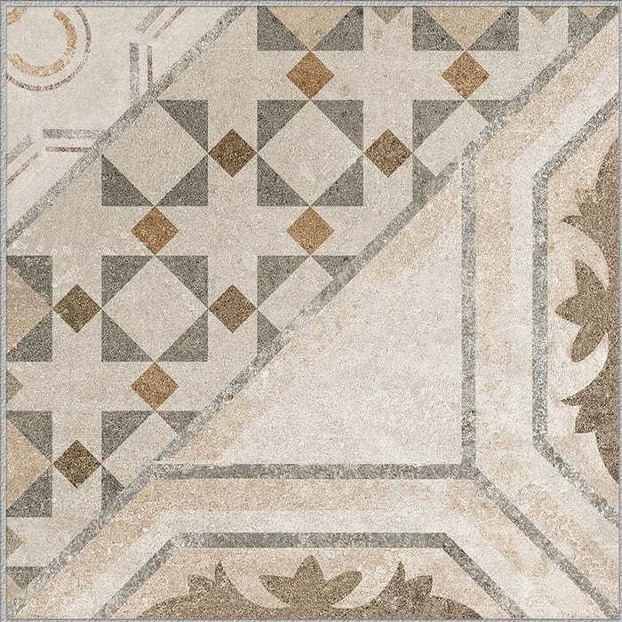 Dettaglio piastrella per pavimento e rivestimento in gres porcellanato effetto cementina dai colori vintage opaca. Collezione Cementine di Ceramica Valsecchia, formato 20x20, 1 Color