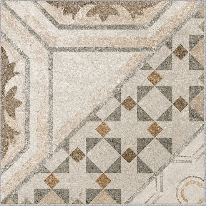 Dettaglio piastrella per pavimento e rivestimento in gres porcellanato effetto cementina dai colori vintage opaca. Collezione Cementine di Ceramica Valsecchia, formato 20x20, 1 Color