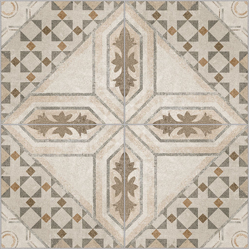 Dettaglio piastrelle per pavimento e rivestimento in gres porcellanato effetto cementina dai colori vintage opaca. Collezione Cementine di Ceramica Valsecchia, formato 20x20, 1 Color