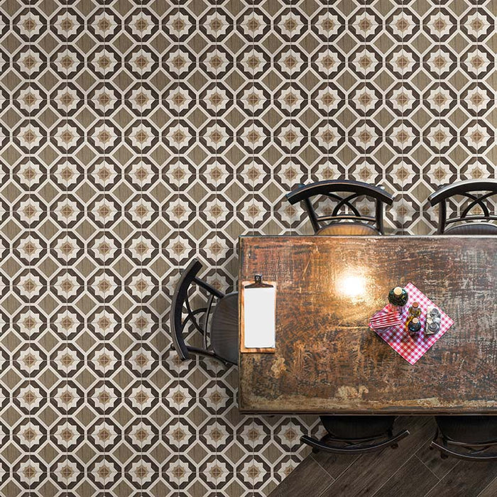 Dettaglio pavimento in gres porcellanato effetto cementina decorata geometrica. Collezione Cementine Home di Ceramica Valsecchia, formato 20x20, A4