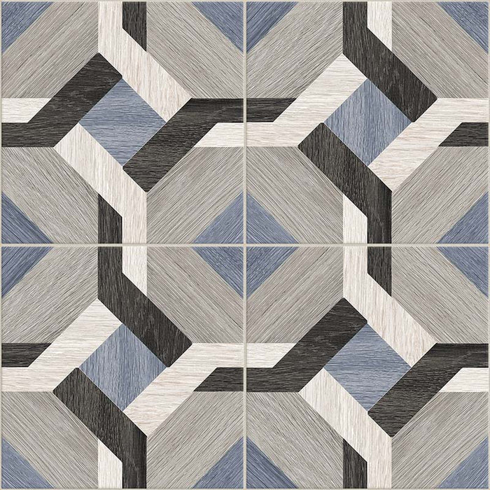 Dettaglio piastrelle per pavimento e rivestimento in gres porcellanato effetto cementina decorata geometrica. Collezione Cementine Home di Ceramica Valsecchia, formato 20x20, C2