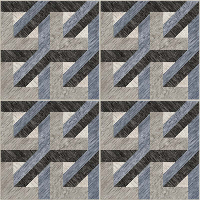 Dettaglio piastrelle per pavimento e rivestimento in gres porcellanato effetto cementina decorata geometrica. Collezione Cementine Home di Ceramica Valsecchia, formato 20x20, C3