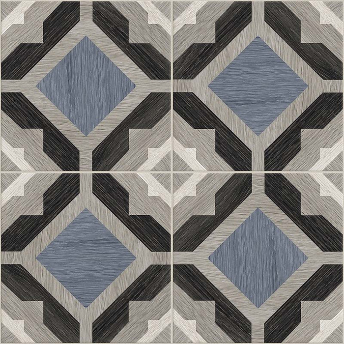 Dettaglio piastrelle per pavimento e rivestimento in gres porcellanato effetto cementina decorata geometrica. Collezione Cementine Home di Ceramica Valsecchia, formato 20x20, C5