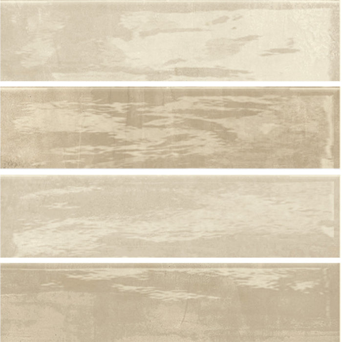 Dettaglio piastrelle per rivestimento in gres porcellanato effetto mattoncino della collezione Soft di Ceramica Valsecchia, formato 7.5x30, colore Cream Glossy