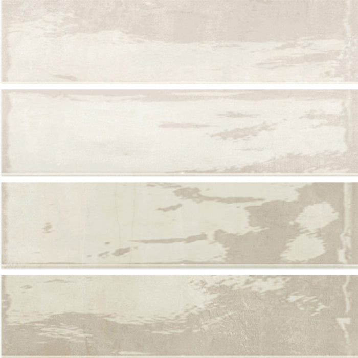 Dettaglio piastrella in gres porcellanato effetto mattoncino della collezione Soft di Ceramica Valsecchia, formato 7.5x30, colore Ivory Glossy
